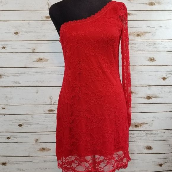 Dresses & Skirts - Red one shoulder dress